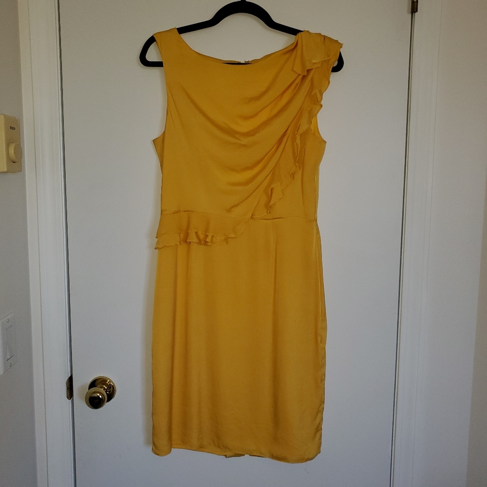 Antonio Milani yellow silk sheath dress, size 8